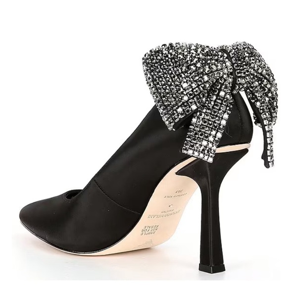 ANTONIO MELANI Shoes - Antonio Melani Black Satin Crystal Bow Apollo Bow Satin Pump NWOB Size 8.5M